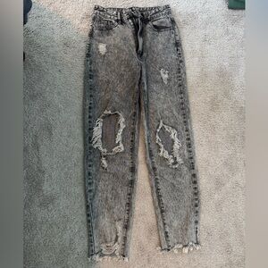 SHEIN Black and Gray Denim Pants